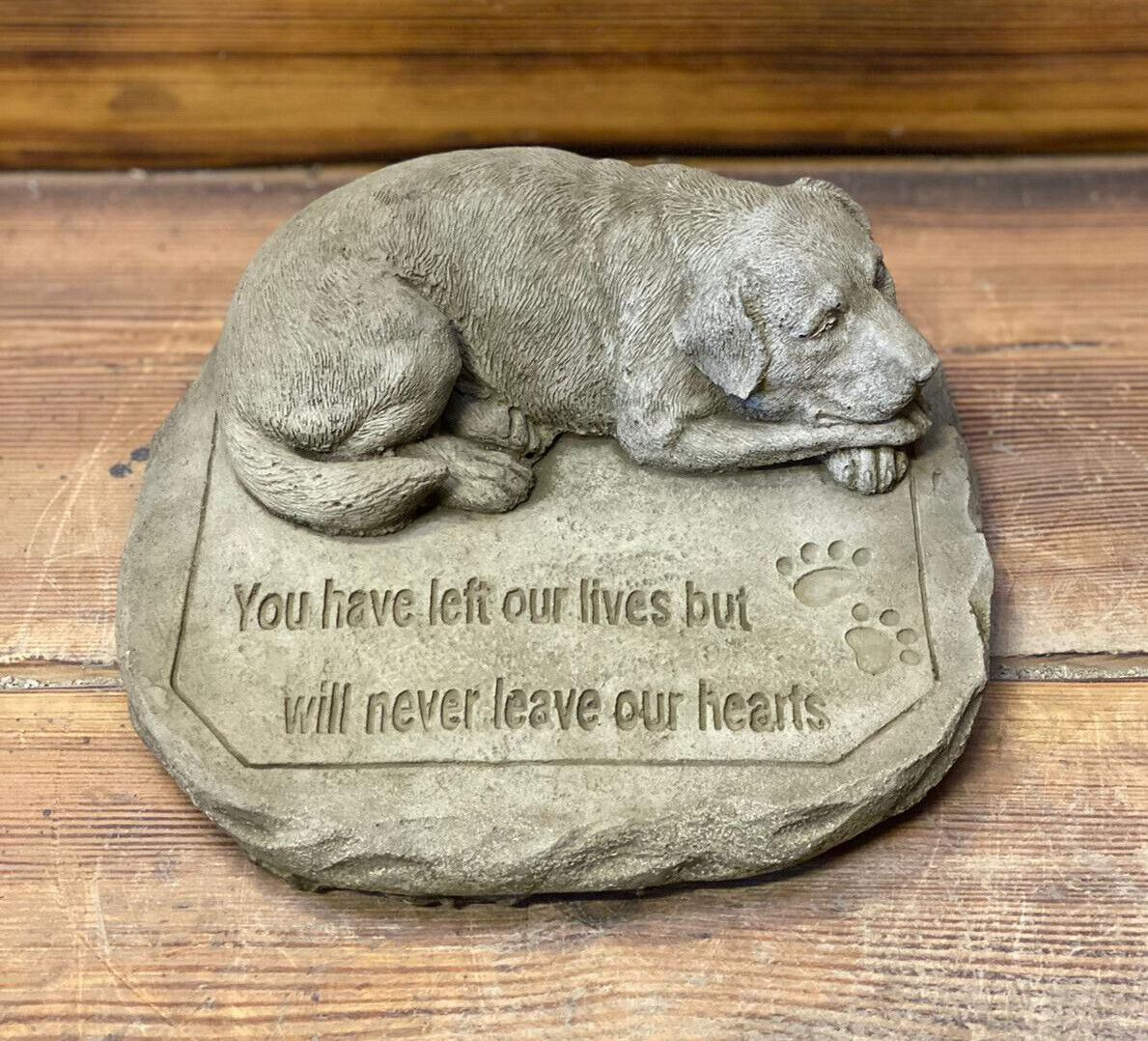 STONE GARDEN MEMORIAL DOG WITH VERSE STATUE ORNAMENT