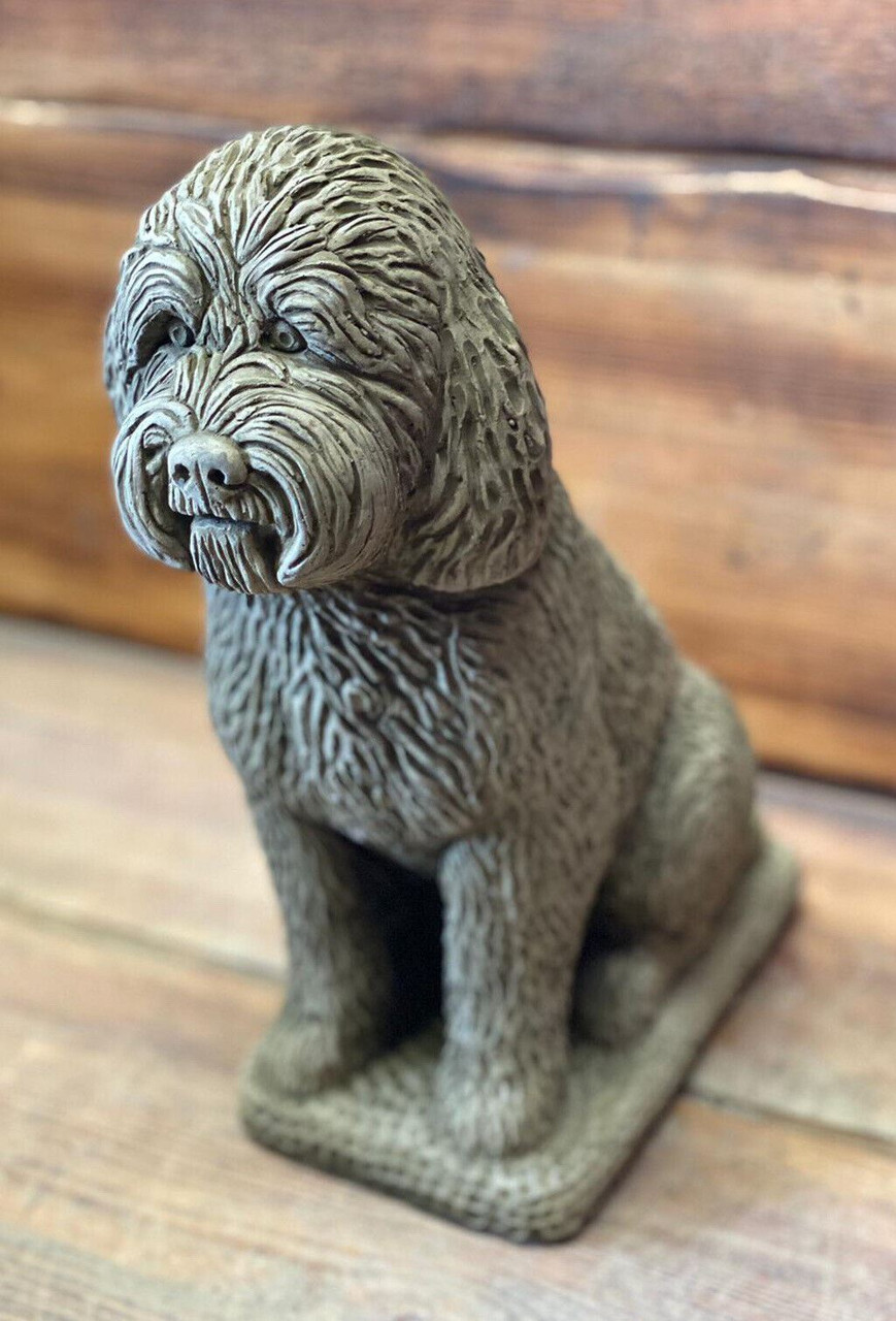 STONE GARDEN DETAILED COCKAPOO POODLE DOG GIFT STATUE ORNAMENT