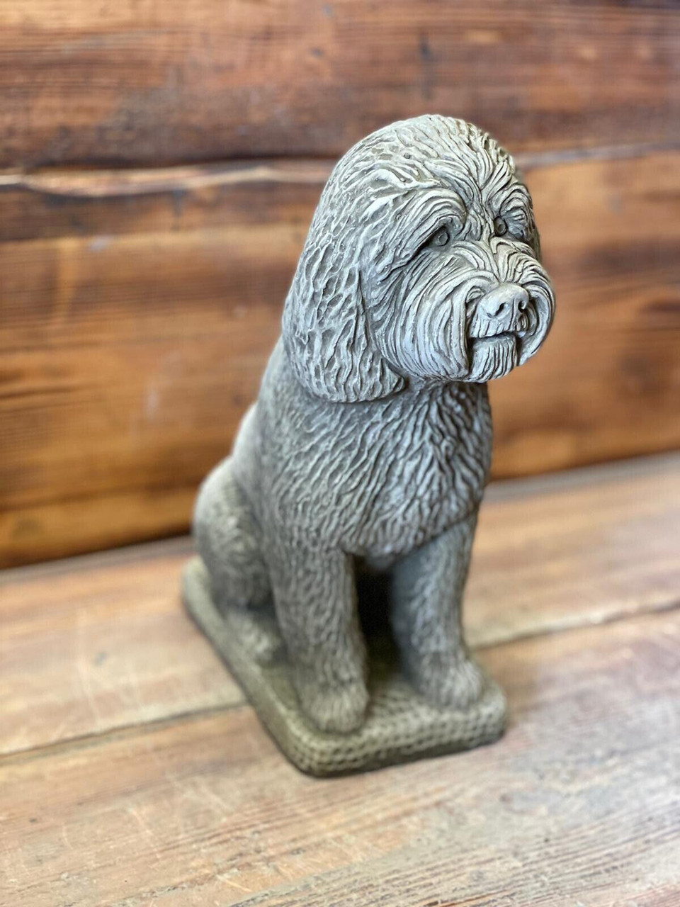 STONE GARDEN DETAILED COCKAPOO POODLE DOG GIFT STATUE ORNAMENT