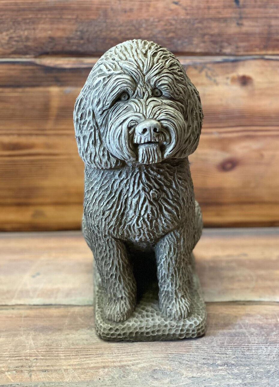 STONE GARDEN DETAILED COCKAPOO POODLE DOG GIFT STATUE ORNAMENT