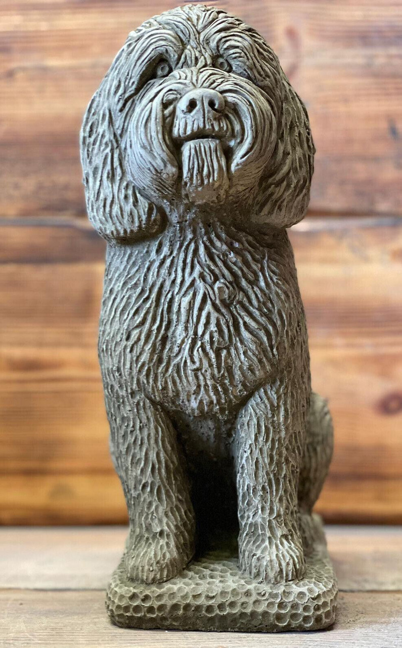 STONE GARDEN DETAILED COCKAPOO POODLE DOG GIFT STATUE ORNAMENT