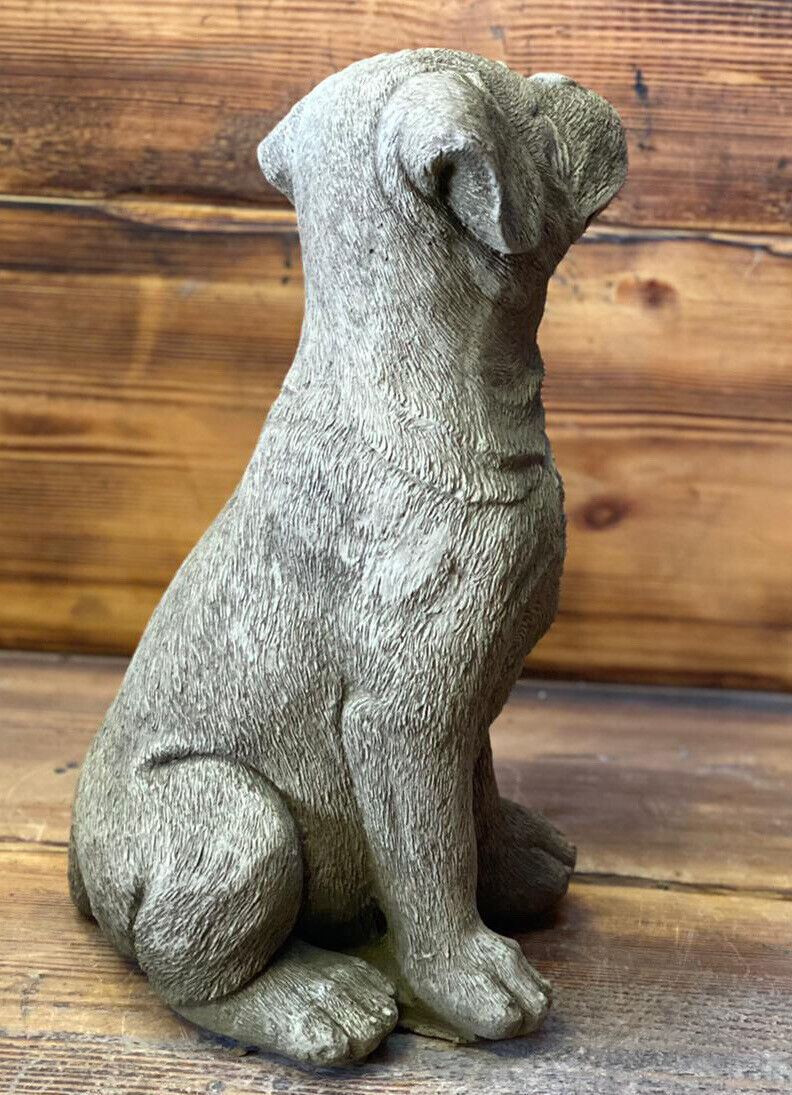 STONE GARDEN LARGE DETAILED BOXER DOG GIFT STATUE ORNAMENT