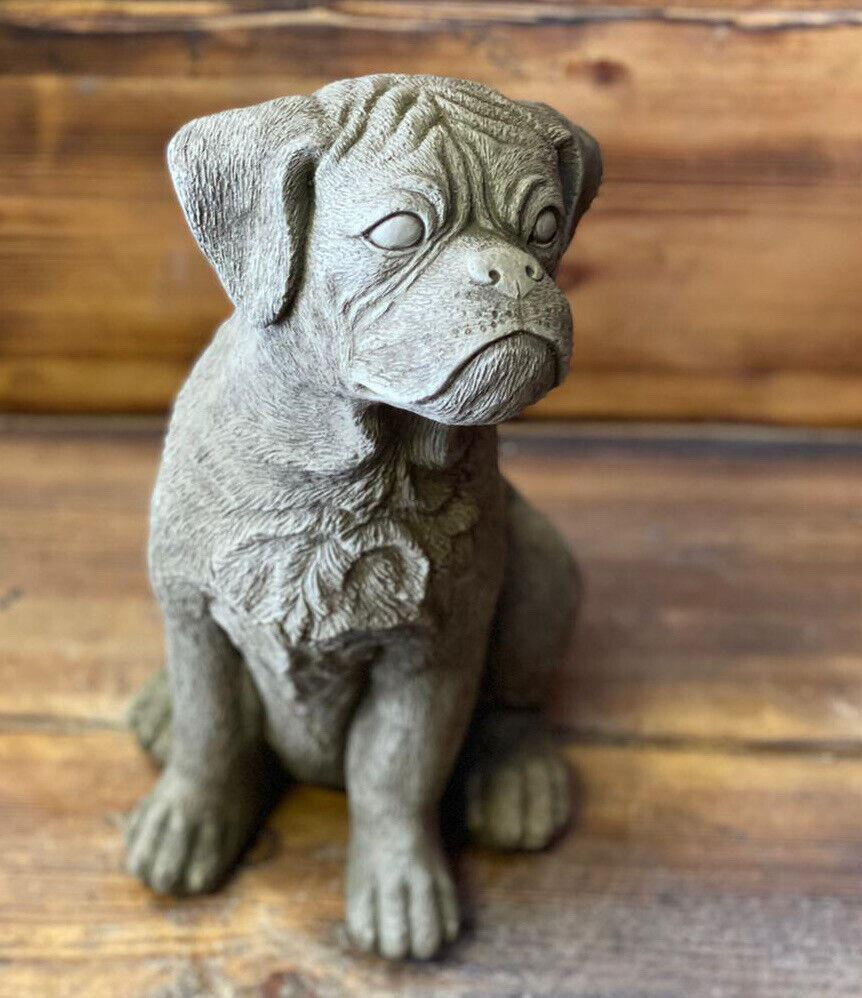 STONE GARDEN LARGE DETAILED BOXER DOG GIFT STATUE ORNAMENT