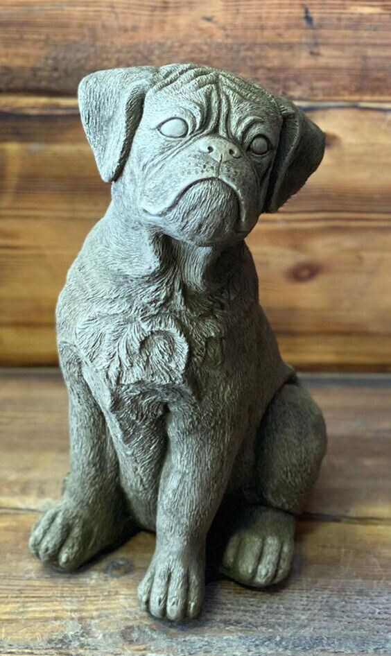 STONE GARDEN LARGE DETAILED BOXER DOG GIFT STATUE ORNAMENT