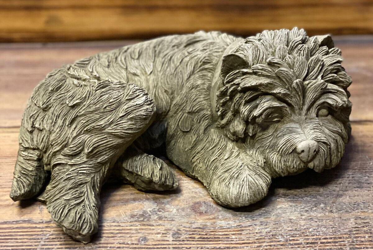 STONE GARDEN DETAILED TERRIER WESTIE YORKIE DOG GIFT STATUE ORNAMENT