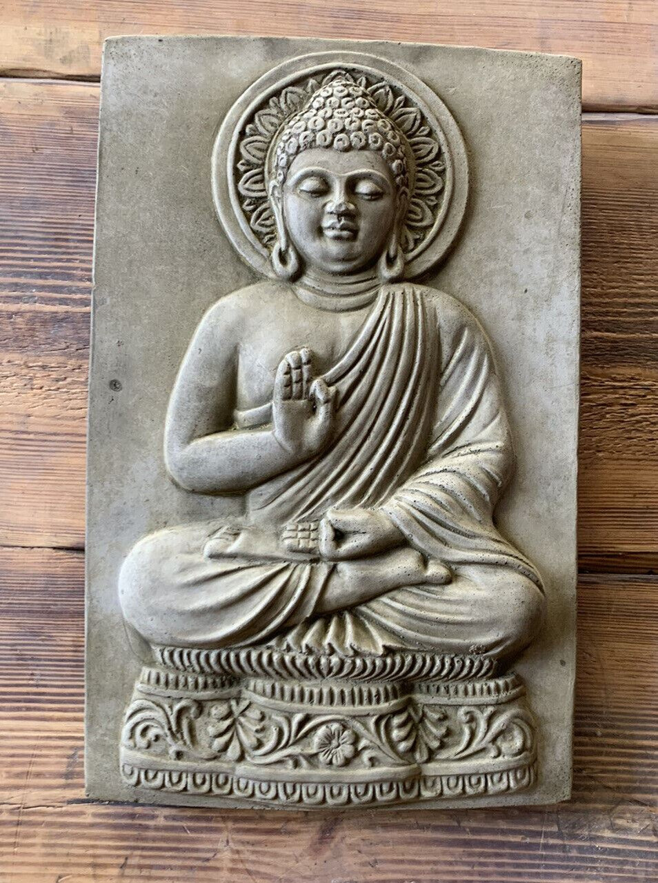 STONE GARDEN BUDDHA ORIENTAL WALL PLAQUE HANGING GIFT ORNAMENT