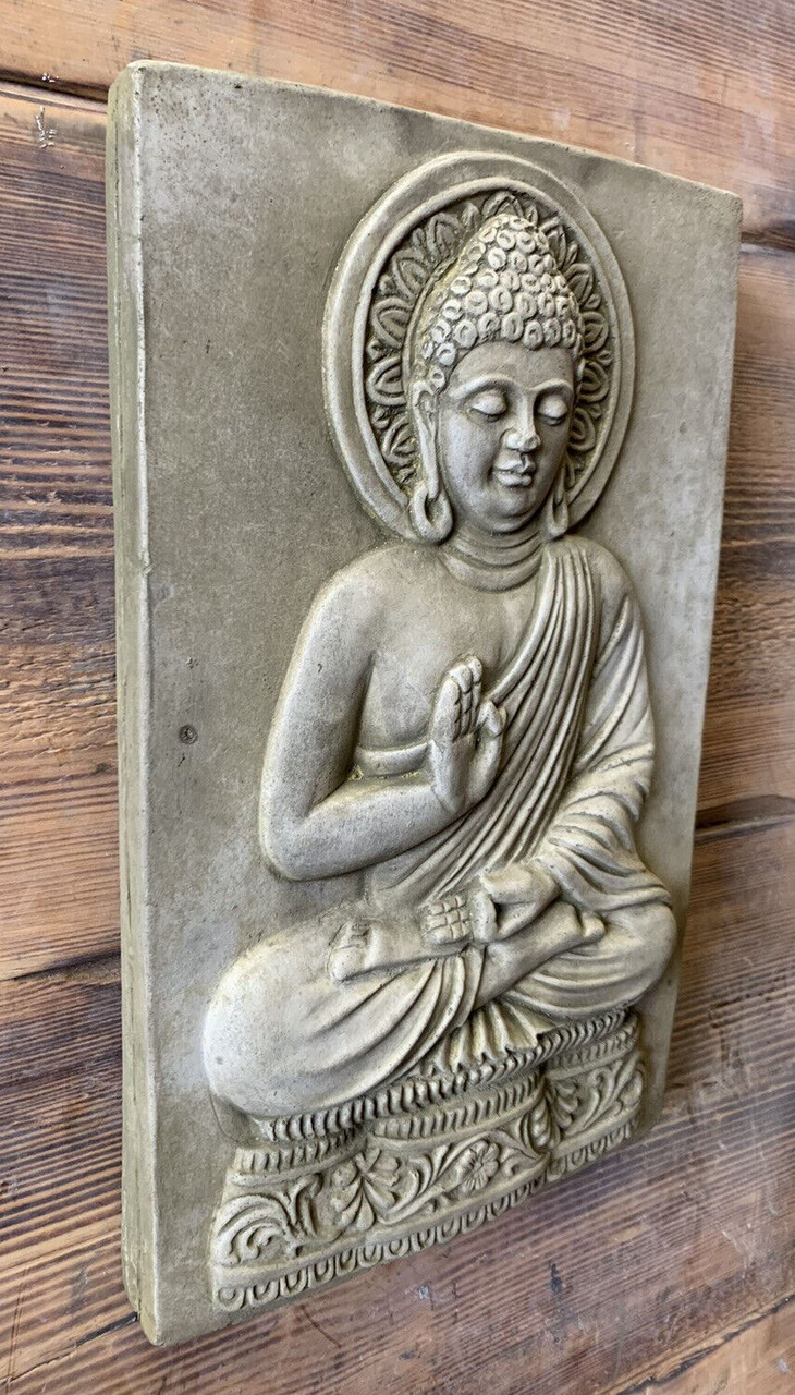 STONE GARDEN BUDDHA ORIENTAL WALL PLAQUE HANGING GIFT ORNAMENT