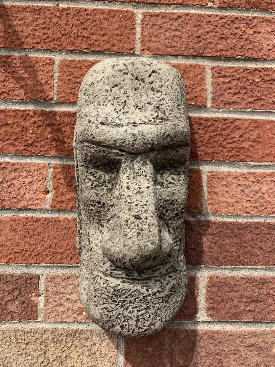 STONE GARDEN LARGE EASTER ISLAND HEAD MOAI TIKI WALL HANGER PLAQUE ORNAMENT 