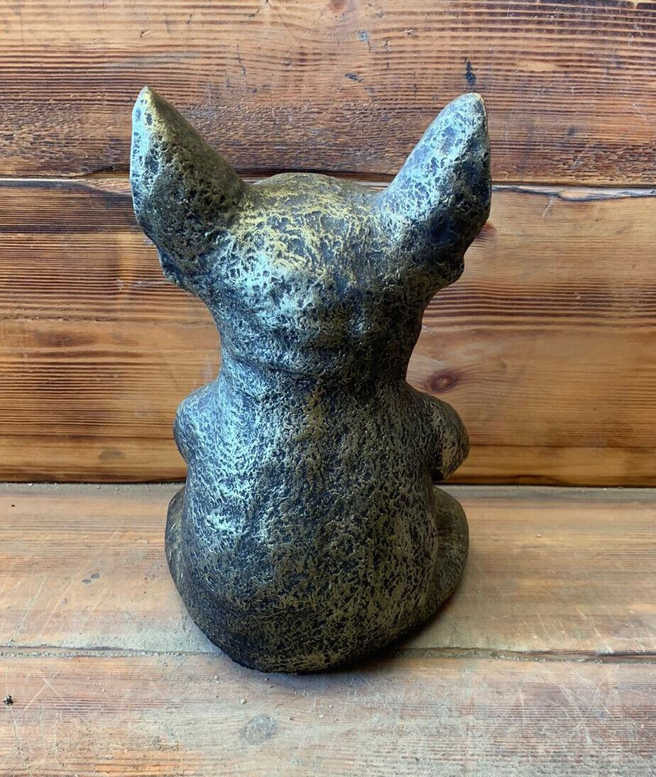 STONE GARDEN GOLD MEDITATING SITTING FRENCH BULLDOG/FRENCHIE DOG ORNAMENT STATUE