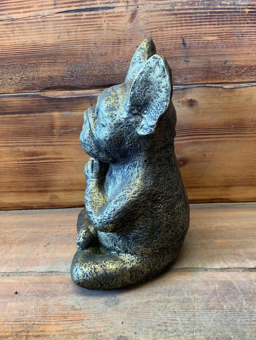 STONE GARDEN GOLD MEDITATING SITTING FRENCH BULLDOG/FRENCHIE DOG ORNAMENT STATUE