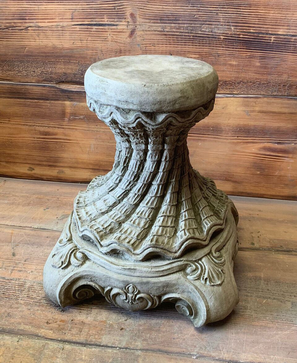 STONE GARDEN ROUND SOLID ART DECO STYLE HEAVY PLINTH COLUMN PEDESTAL ORNAMENT