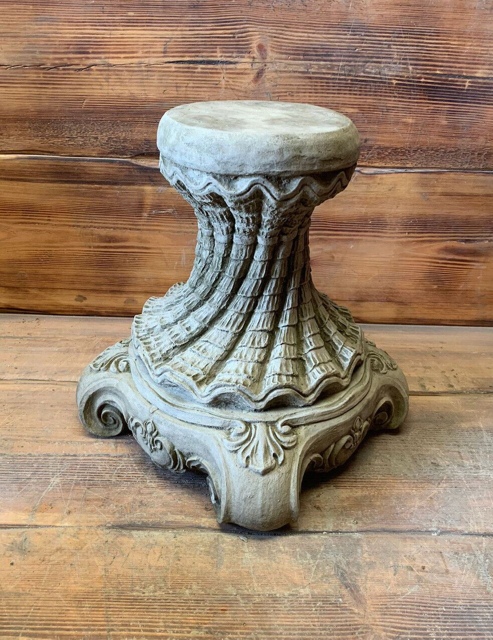 STONE GARDEN ROUND SOLID ART DECO STYLE HEAVY PLINTH COLUMN PEDESTAL ORNAMENT