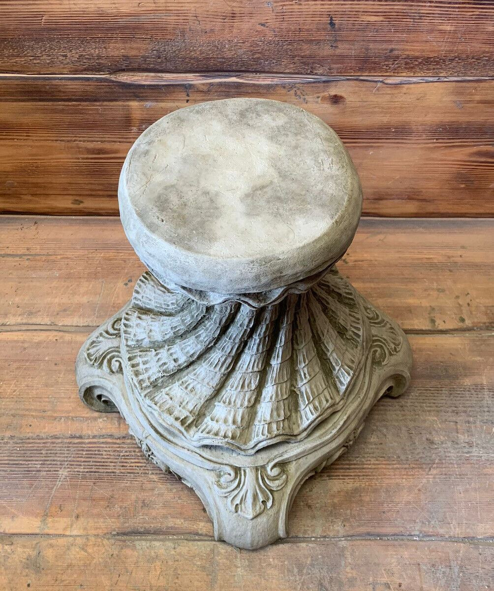 STONE GARDEN ROUND SOLID ART DECO STYLE HEAVY PLINTH COLUMN PEDESTAL ORNAMENT