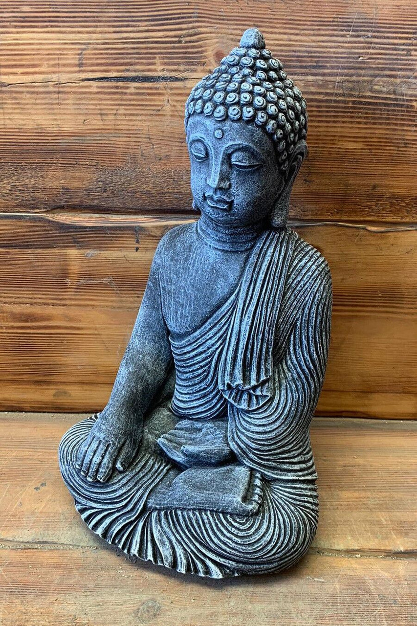 STONE GARDEN LARGE HIGHLIGHTED BRONZE MAZE ROBE BUDDHA GIFT CONCRETE ORNAMENT