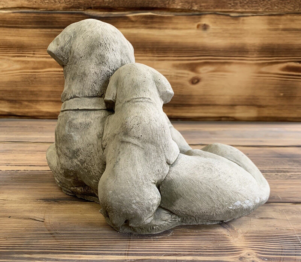 STONE GARDEN LABRADOR DOG FAMILY STATUE ORNAMENT 