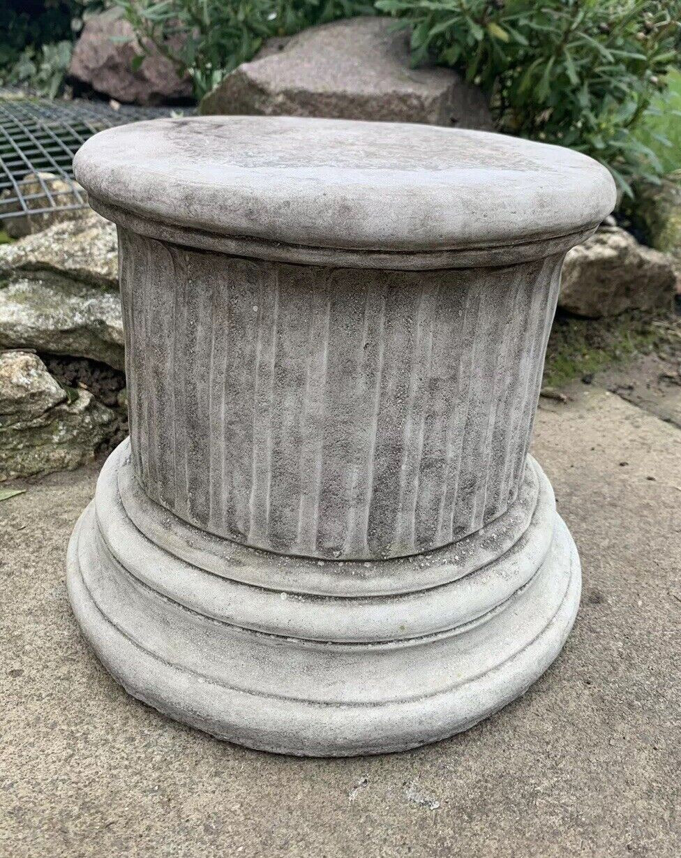 STONE GARDEN ROUND SOLID HEAVY PLINTH COLUMN PEDESTAL ORNAMENT