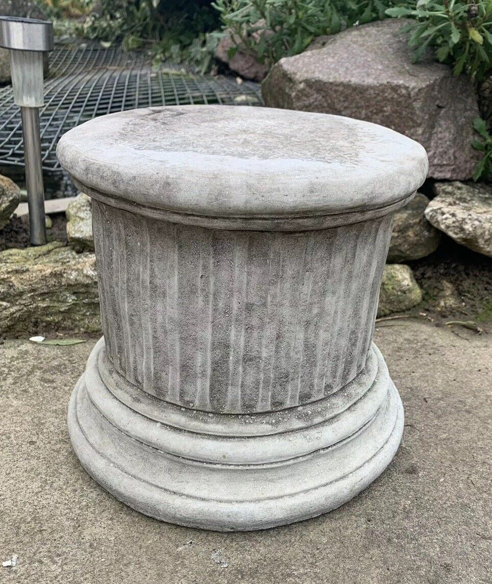 STONE GARDEN ROUND SOLID HEAVY PLINTH COLUMN PEDESTAL ORNAMENT