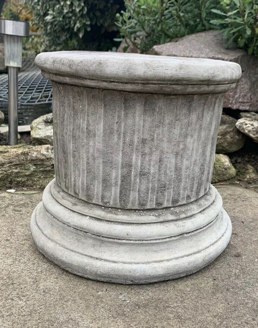 STONE GARDEN ROUND SOLID HEAVY PLINTH COLUMN PEDESTAL ORNAMENT