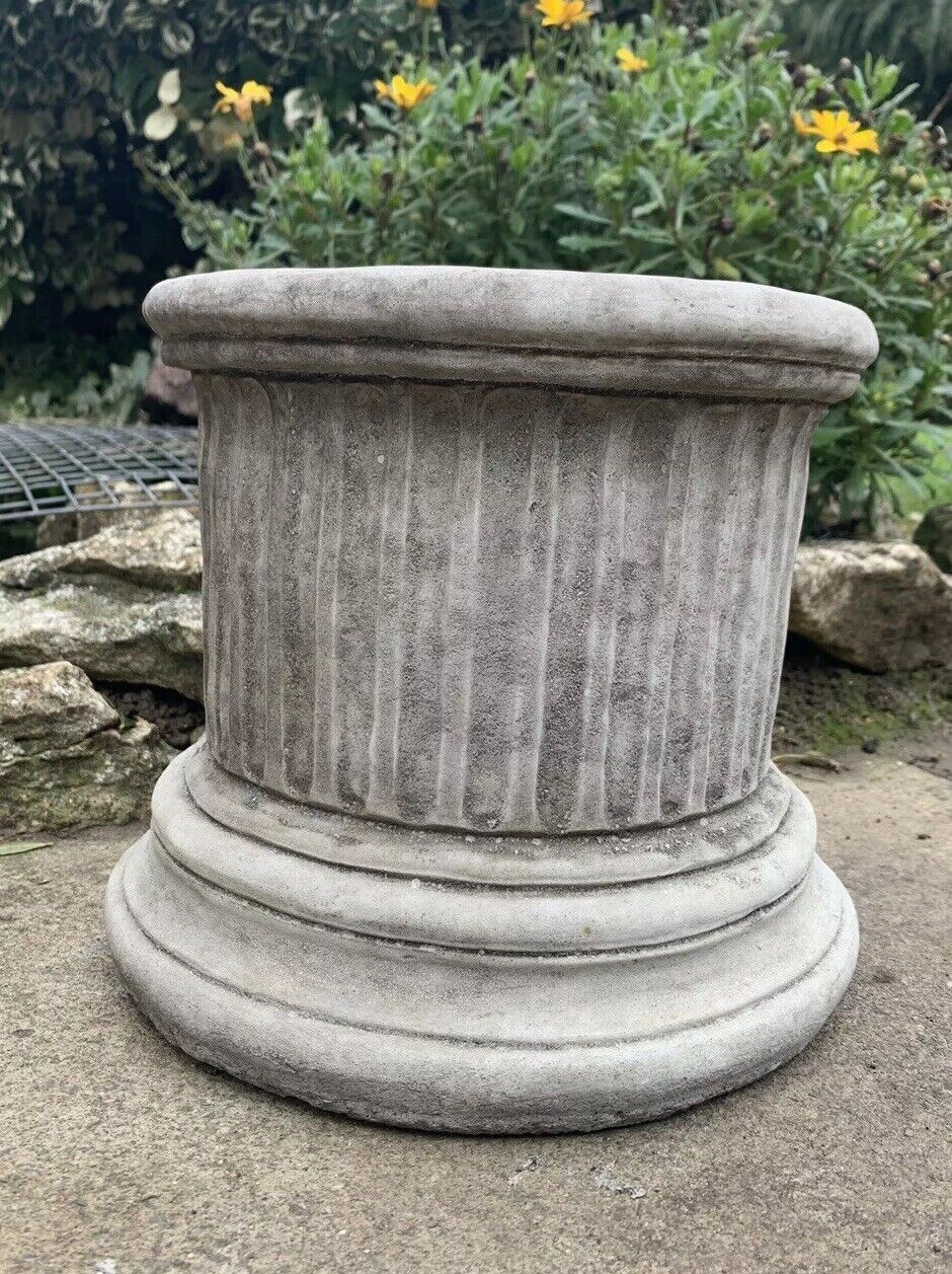 STONE GARDEN ROUND SOLID HEAVY PLINTH COLUMN PEDESTAL ORNAMENT