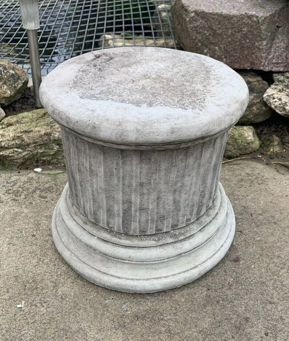 STONE GARDEN ROUND SOLID HEAVY PLINTH COLUMN PEDESTAL ORNAMENT