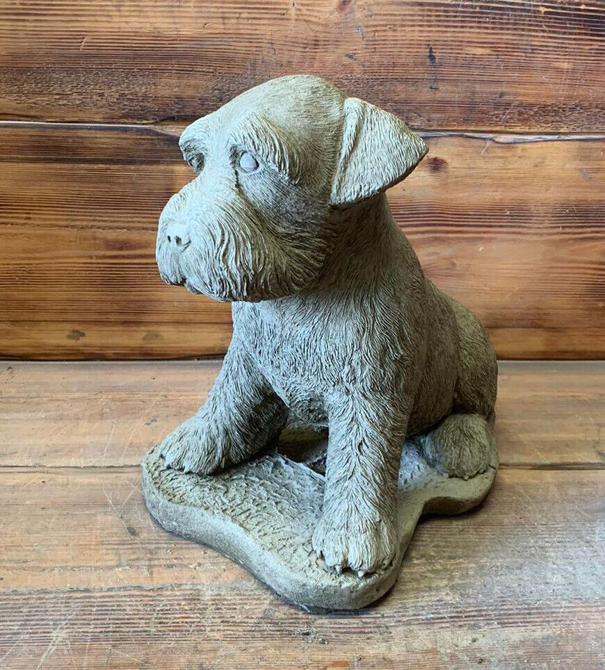 STONE GARDEN LARGE SITTING SCHNAUZER DOG STATUE ORNAMENT