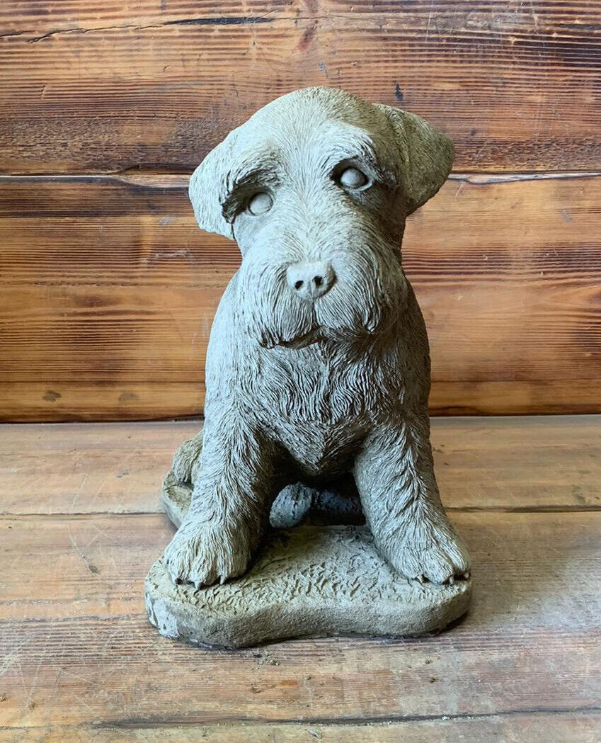 STONE GARDEN LARGE SITTING SCHNAUZER DOG STATUE ORNAMENT