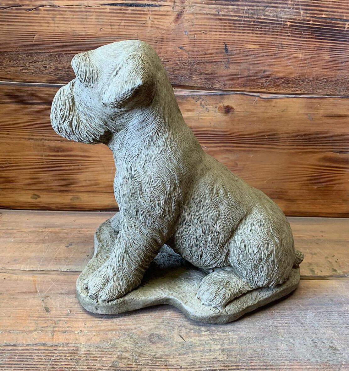 STONE GARDEN LARGE SITTING SCHNAUZER DOG STATUE ORNAMENT