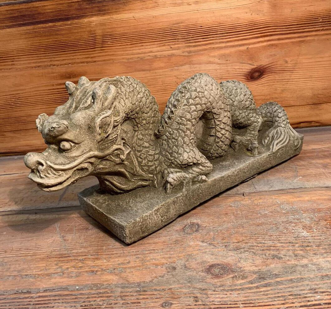 STONE GARDEN CHINESE DRAGON ORIENTAL STATUE ORNAMENT