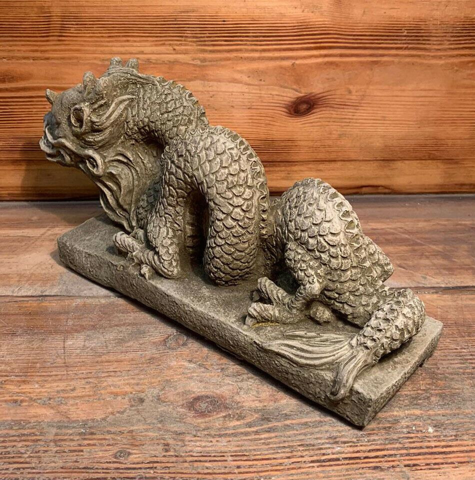 STONE GARDEN CHINESE DRAGON ORIENTAL STATUE ORNAMENT