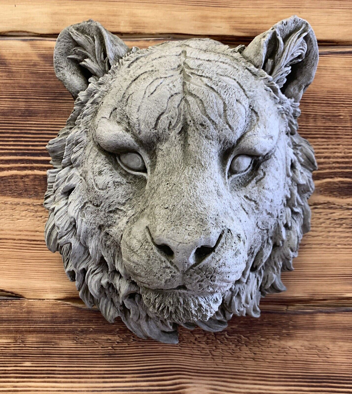 STONE GARDEN DETAILED TIGER HEAD WALL HANGING PLAQUE ORNAMENT