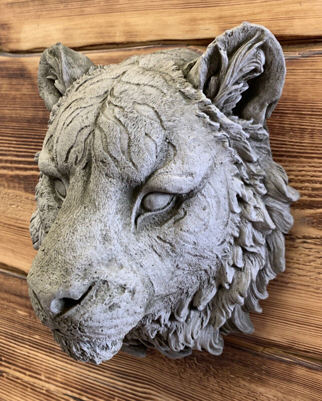 STONE GARDEN DETAILED TIGER HEAD WALL HANGING PLAQUE ORNAMENT