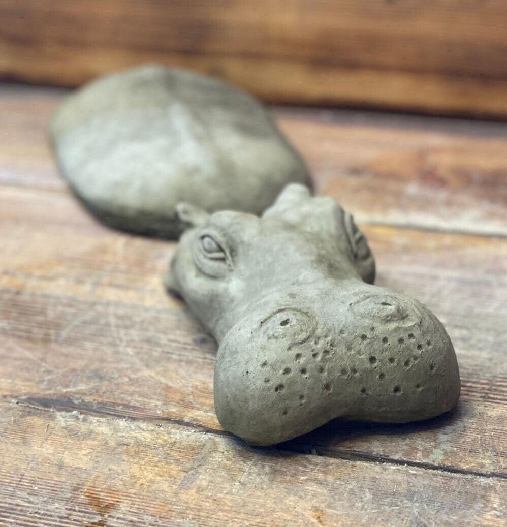 STONE GARDEN 2 PIECE LAYING SUBMERGED HIPPO STATUE ORNAMENT