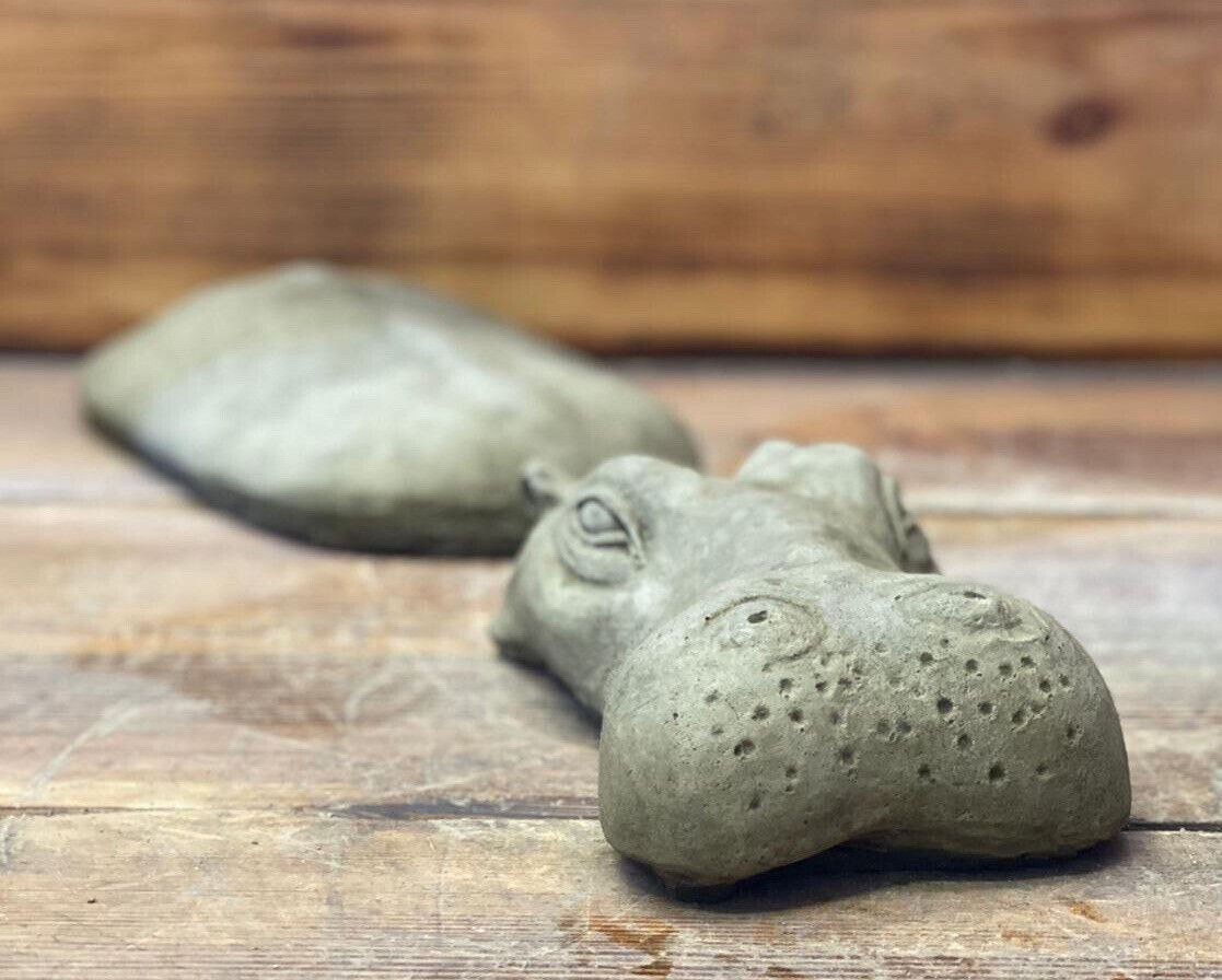 STONE GARDEN 2 PIECE LAYING SUBMERGED HIPPO STATUE ORNAMENT