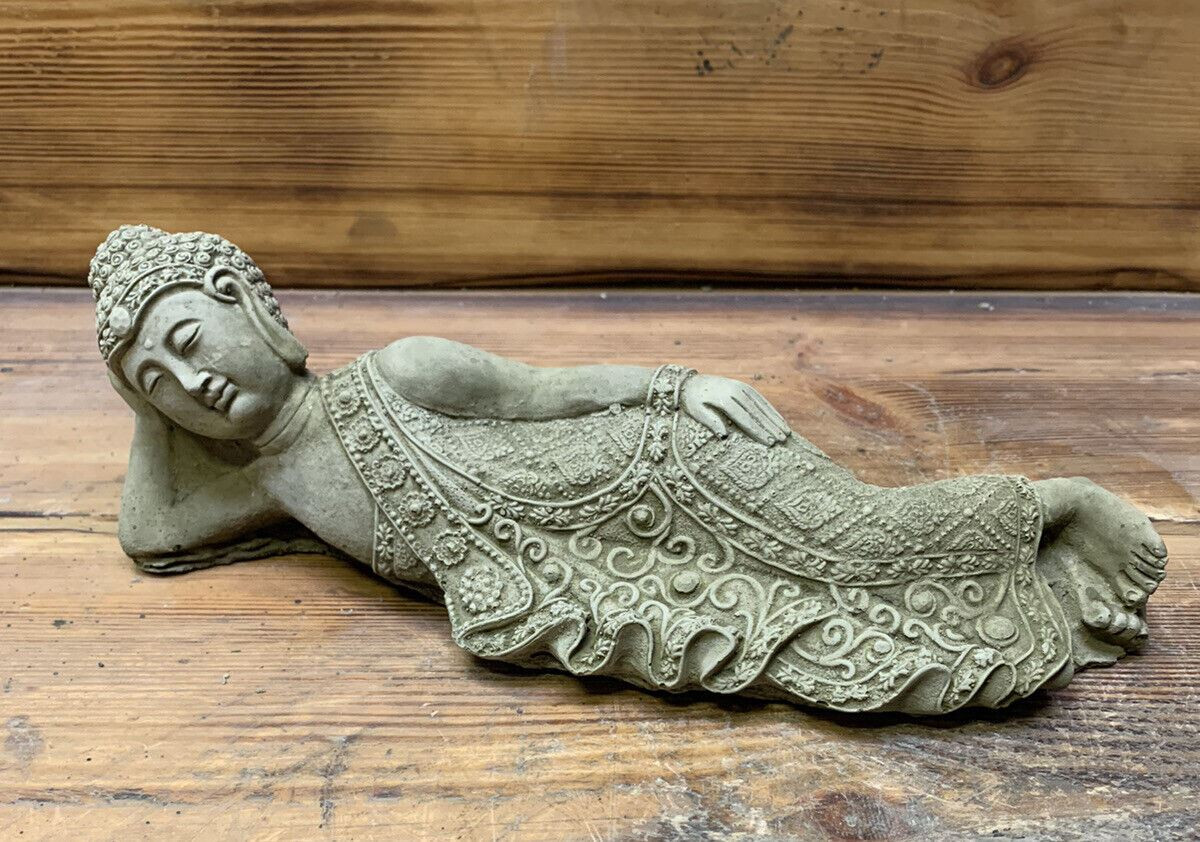 STONE GARDEN ORIENTAL LAYING BUDDHA STATUE ORNAMENT