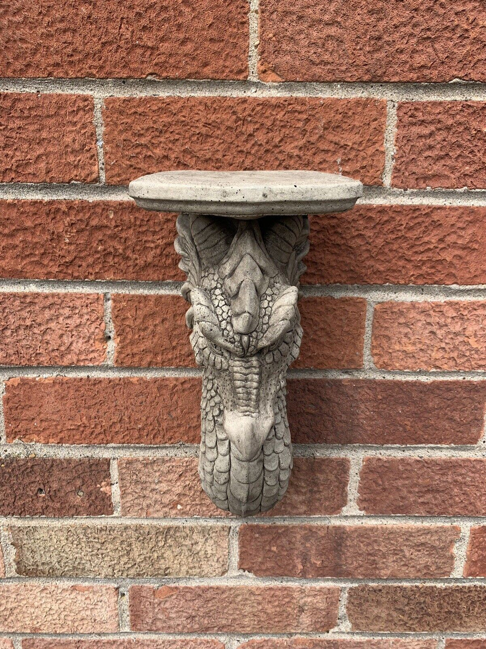 STONE GARDEN DRAGON SCONCE CANDLE SHELF WALL PLAQUE HANGING CONCRETE ORNAMENT