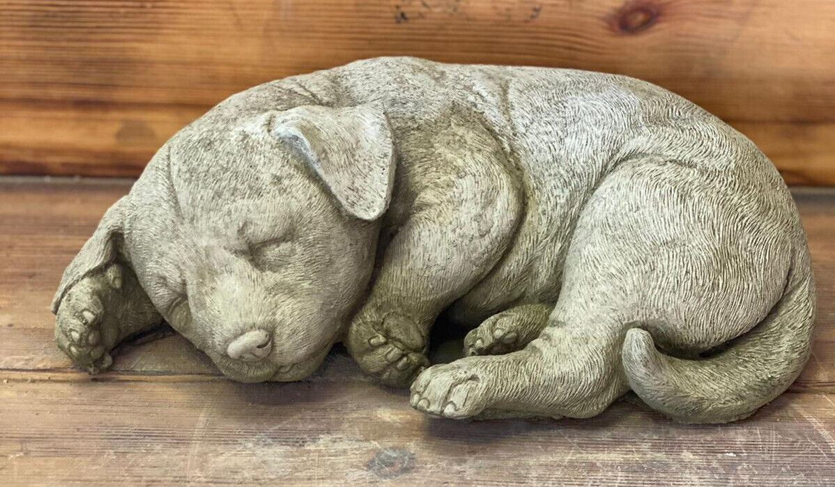 STONE GARDEN LYING SLEEPING LABRADOR DOG PUPPY ORNAMENT GIFT STATUE