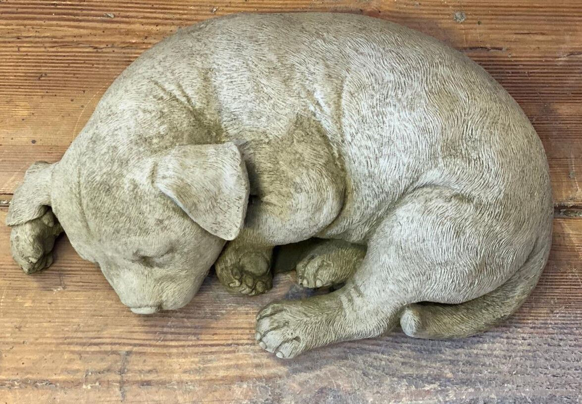 STONE GARDEN LYING SLEEPING LABRADOR DOG PUPPY ORNAMENT GIFT STATUE