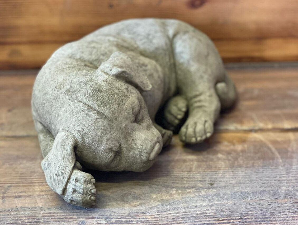 STONE GARDEN LYING SLEEPING LABRADOR DOG PUPPY ORNAMENT GIFT STATUE