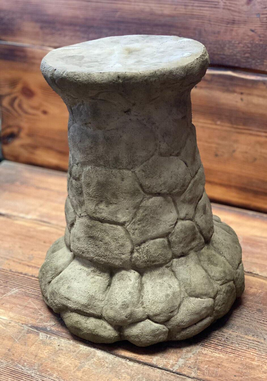 STONE GARDEN BRICK/STONE EFFECT LEAF DETAILED BIRD BATH + BIRD STATUE ORNAMENT