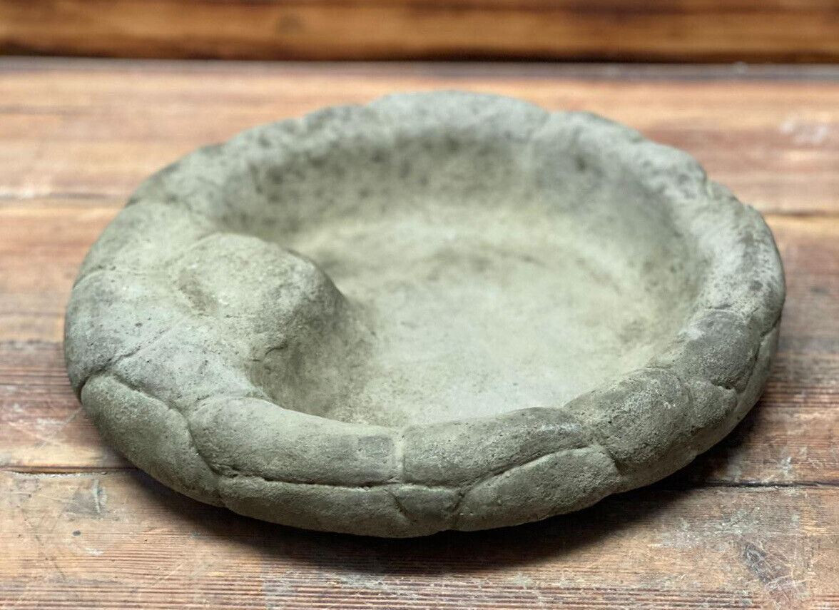 STONE GARDEN BRICK/STONE EFFECT LEAF DETAILED BIRD BATH + BIRD STATUE ORNAMENT