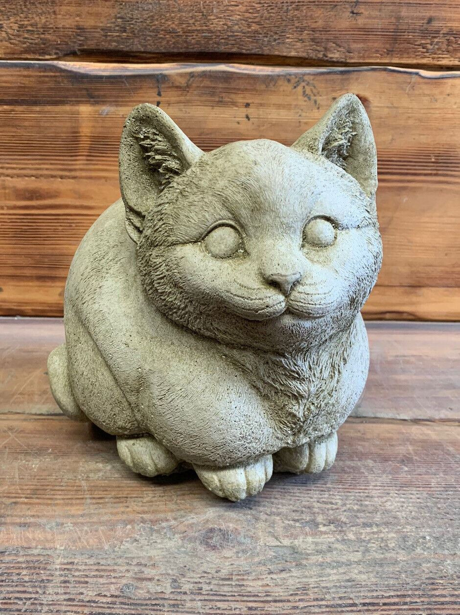 STONE GARDEN LARGE FAT CUTE DETAILED  CAT ORNAMENT GIFT