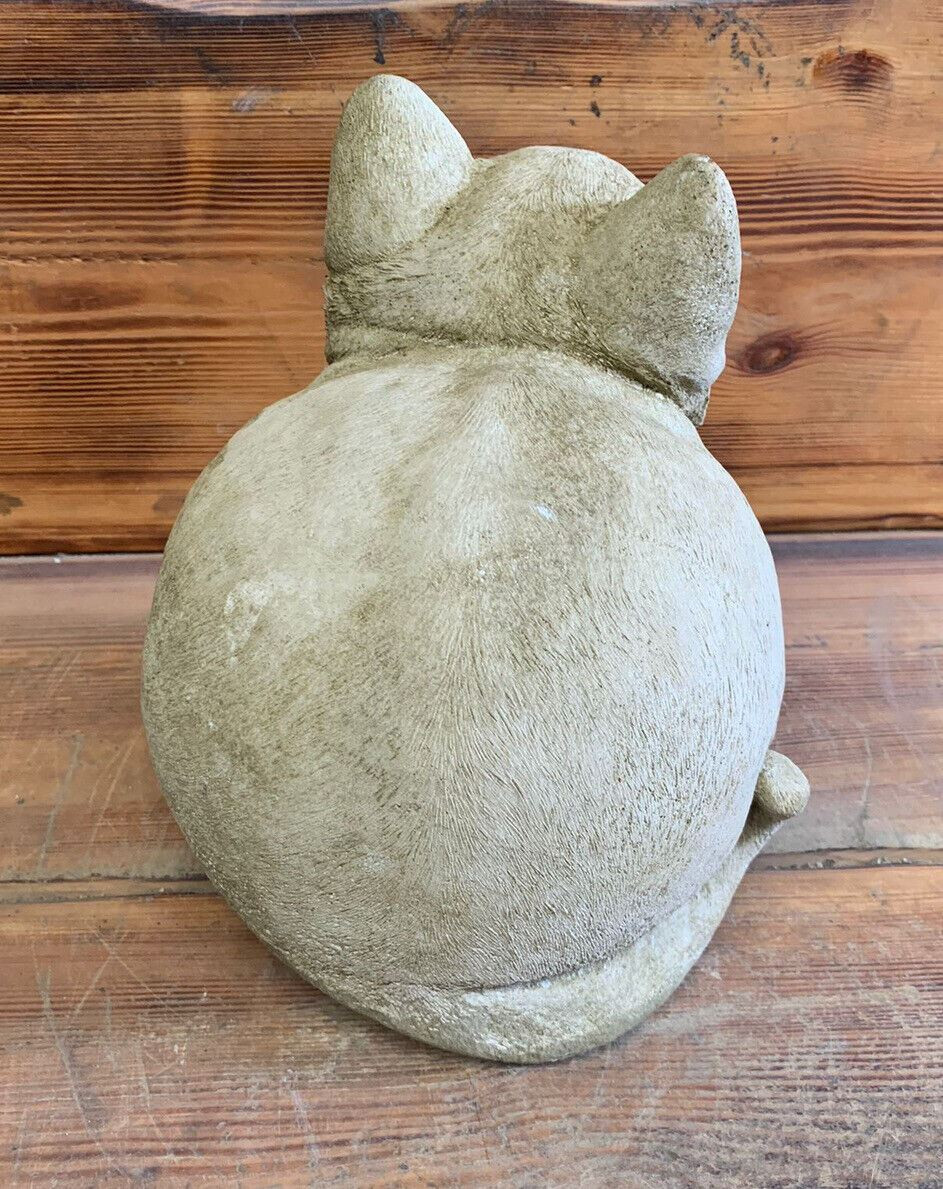 STONE GARDEN LARGE FAT CUTE DETAILED  CAT ORNAMENT GIFT