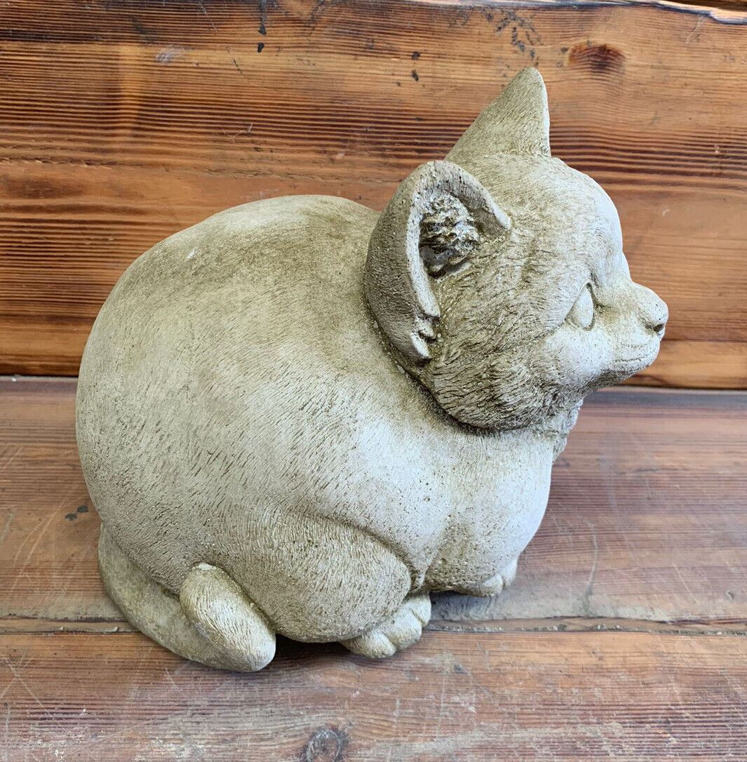 STONE GARDEN LARGE FAT CUTE DETAILED  CAT ORNAMENT GIFT