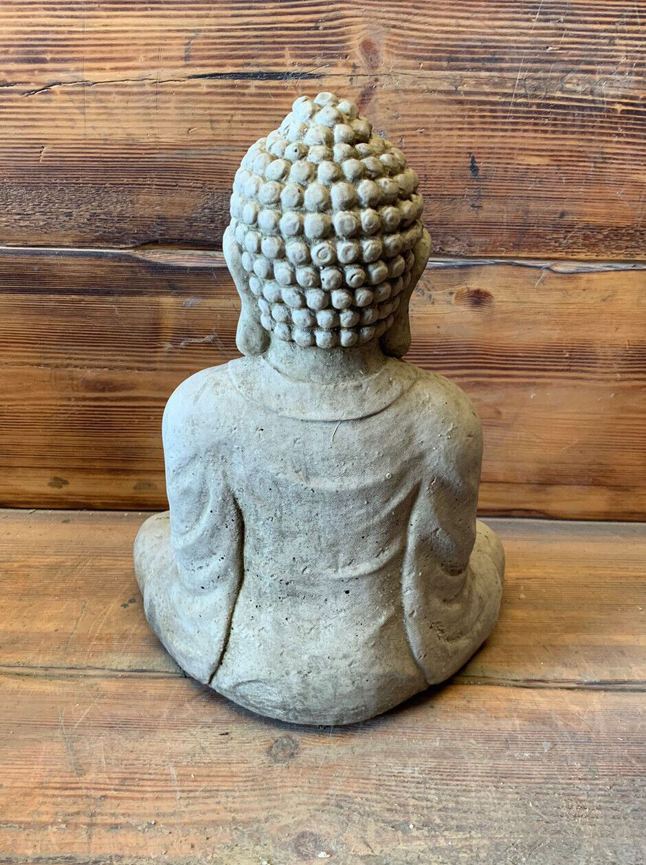 STONE GARDEN LARGE NATURAL BUDDHA STATUE HAND CAST GIFT  ORIENTAL ORNAMENT