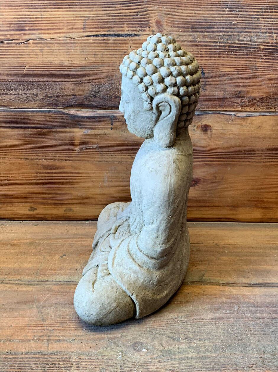 STONE GARDEN LARGE NATURAL BUDDHA STATUE HAND CAST GIFT  ORIENTAL ORNAMENT