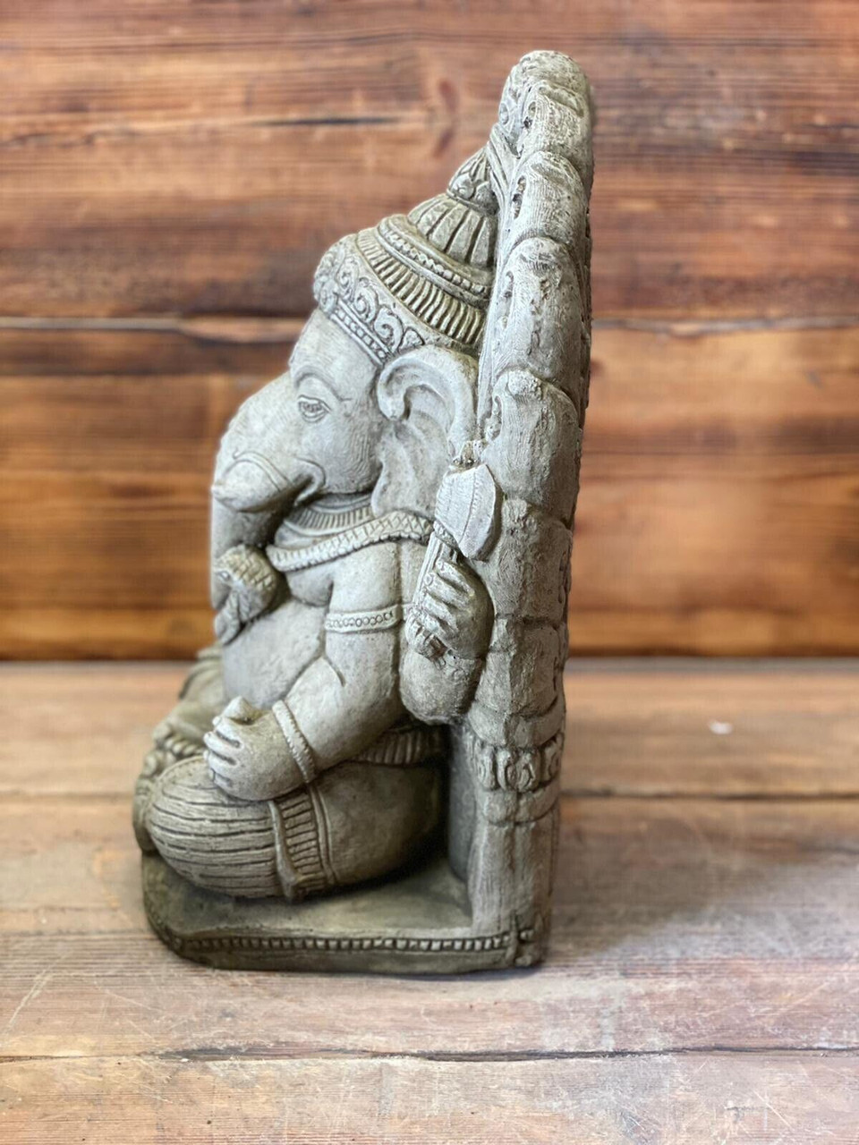 STONE GARDEN LARGE GANESH BUDDHA ELEPHANT PRAYING  STATUE ORNAMENT