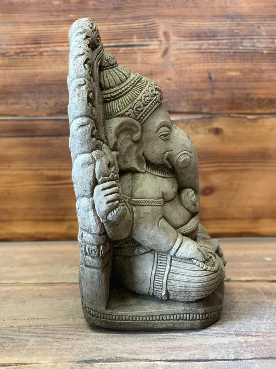 STONE GARDEN LARGE GANESH BUDDHA ELEPHANT PRAYING  STATUE ORNAMENT