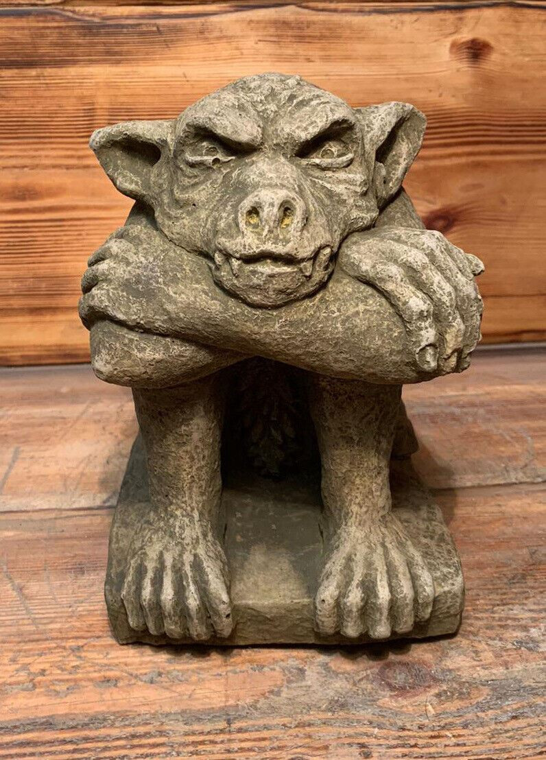 STONE GARDEN GARGOYLE IMP DETAILED GIFT  CONCRETE ORNAMENT