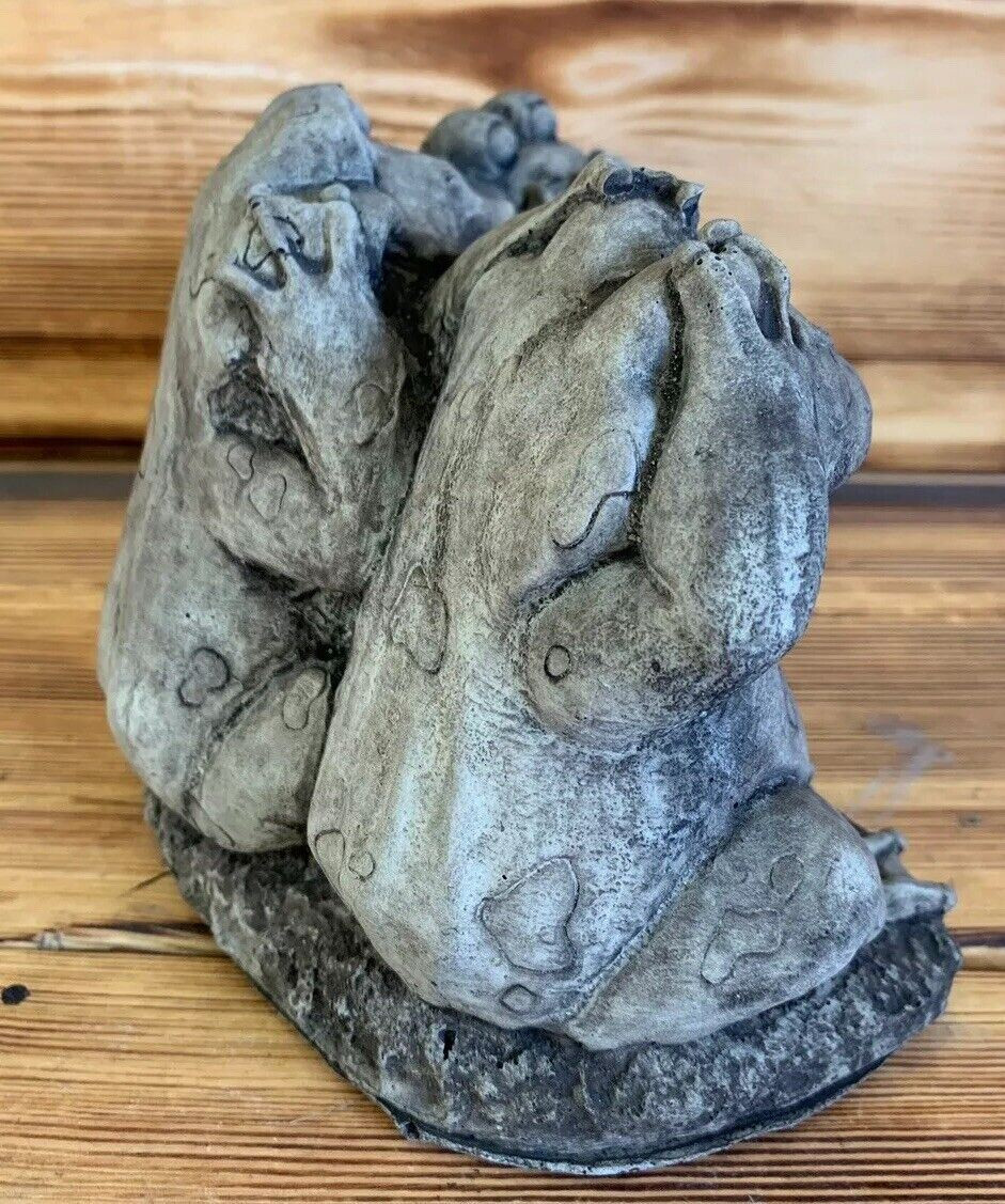 STONE GARDEN SEE HEAR SPEAK NO EVIL FROG TOAD  STATUE ORNAMENT