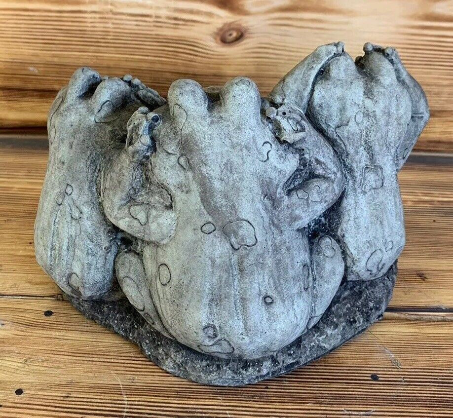 STONE GARDEN SEE HEAR SPEAK NO EVIL FROG TOAD  STATUE ORNAMENT